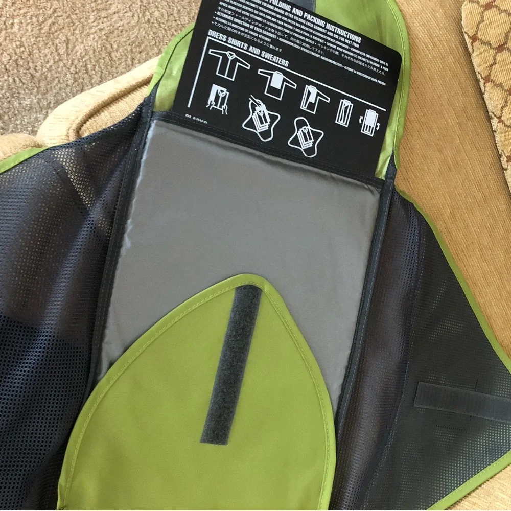 Green Travel Garment packing pouches  with Black Mesh Panels ..  two bags.